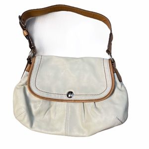 COACH SOHO Creamy White Leather pleated flap purse